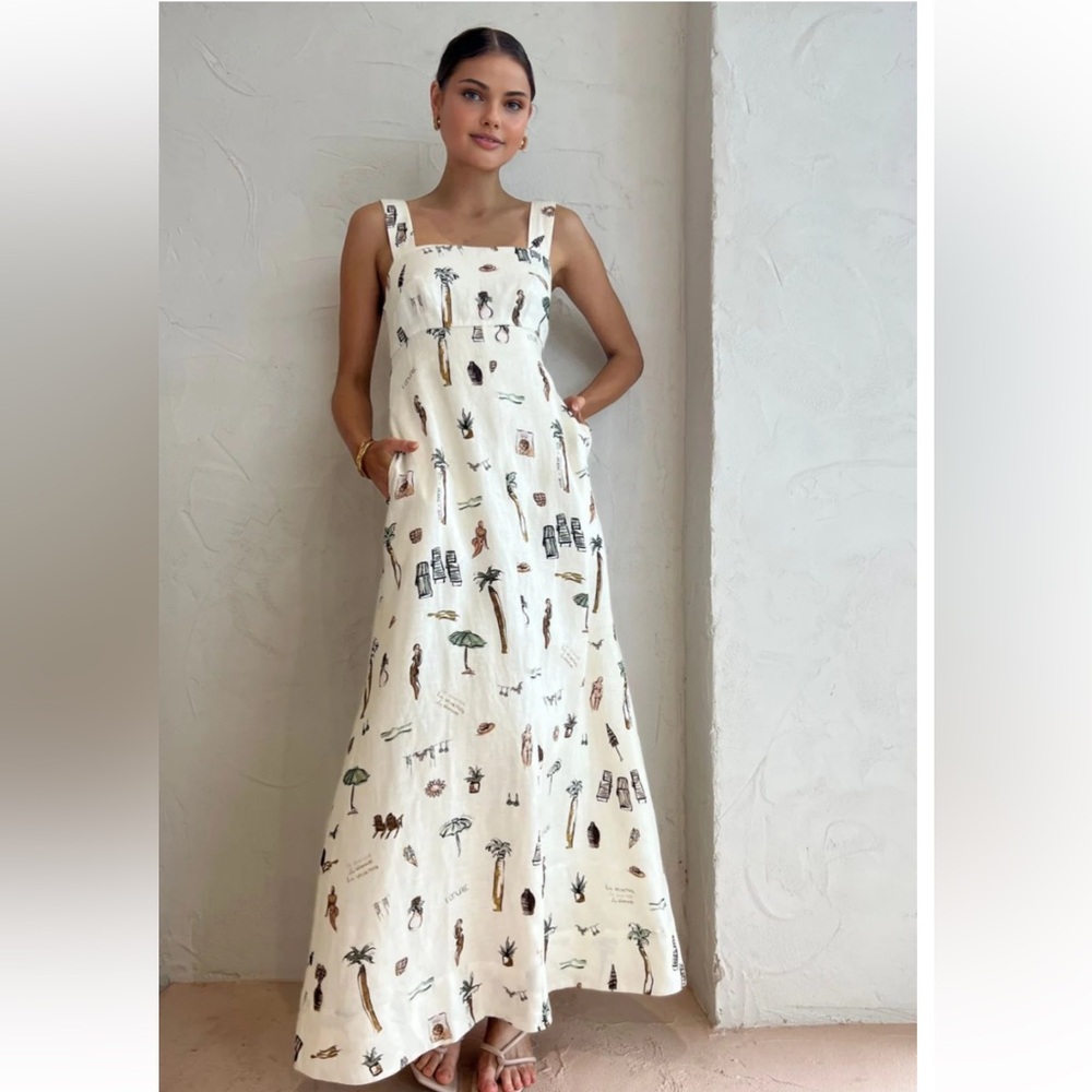 Commense Tropical Print Knotted Long Dress Size Medium NWT